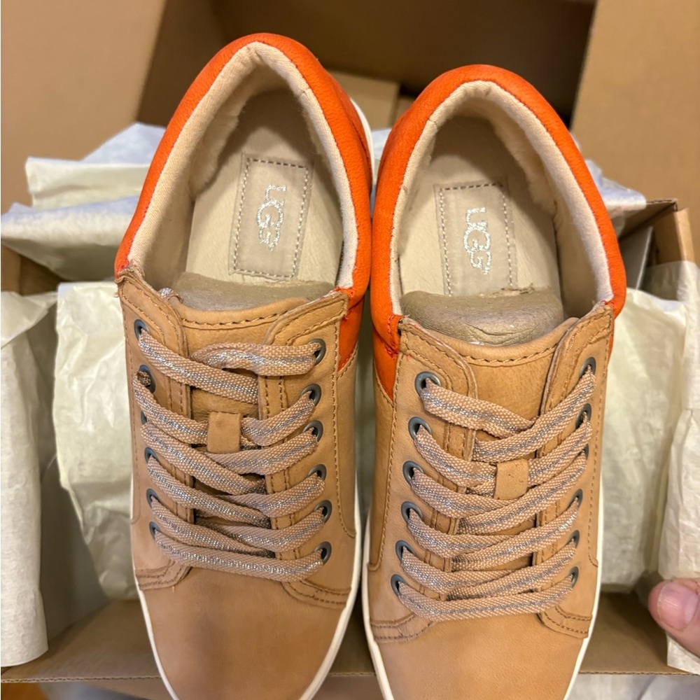 UGG Women's Tan and Orange Lace-Up Athletic Sneakers